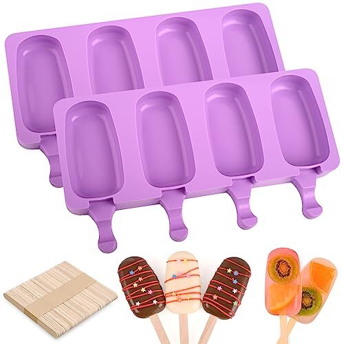 2 Pcs Silicone Ice Cream Molds Popsicle Maker Tray for Cake Pop Ice Pop