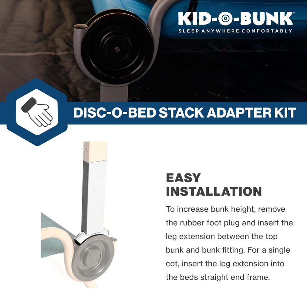 Disc-O-Bed Stack Adapter Kit for Kid-O-Bed and Kid-O-Bunk Cot Systems, Silver