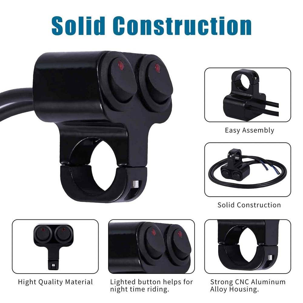 Waterproof Motorcycle ATV 7/8″ Light Bar Switch，Handlebar Double Control Kill...