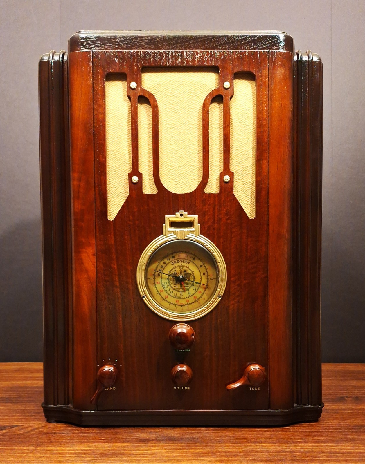 Old Antique Wood Crosley Viking Vintage Tube Radio -Restored & Working Tombstone