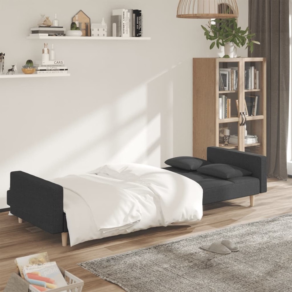Sofa Bed Dark Grey 100% polyester fabric, wood, plastic Standard