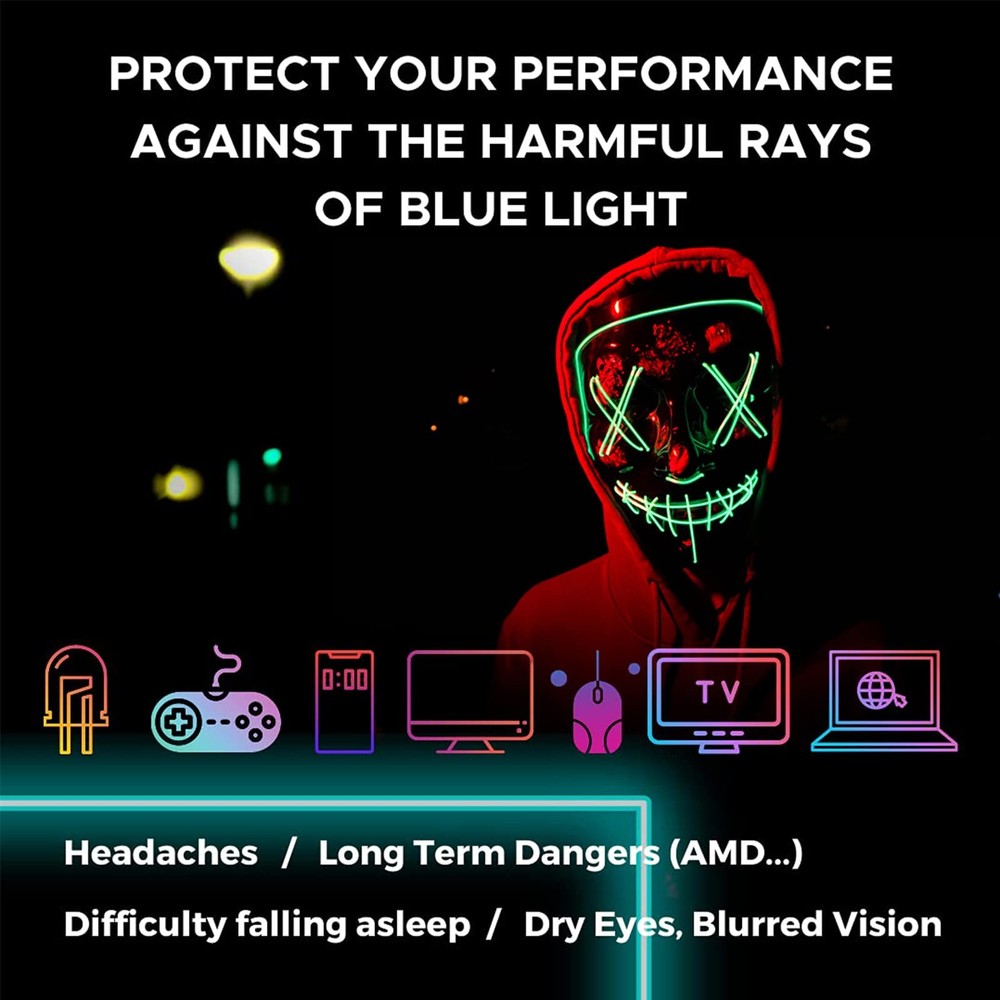 Blue Light Blocking Glasses Gaming Computer Glasses Powerful Professional Scr...