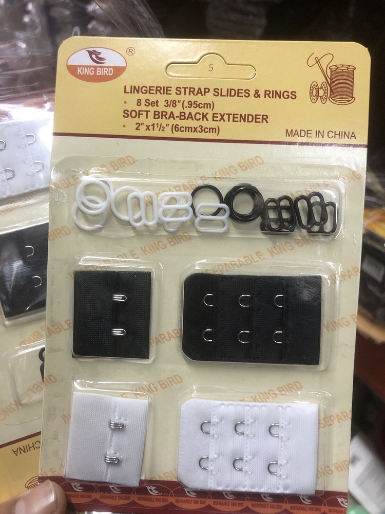 Bra Back Extender Strap Slides & Rings Adapter Hook Soft Flexible Black & White