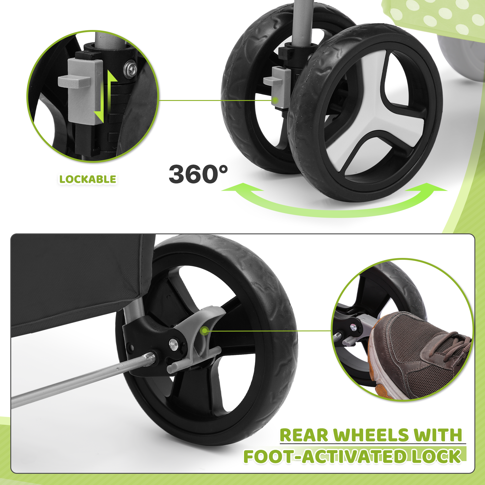 Foldable Pet Stroller Dog Stroller Removable Travel Carrier+Cup Holder 4 Wheels