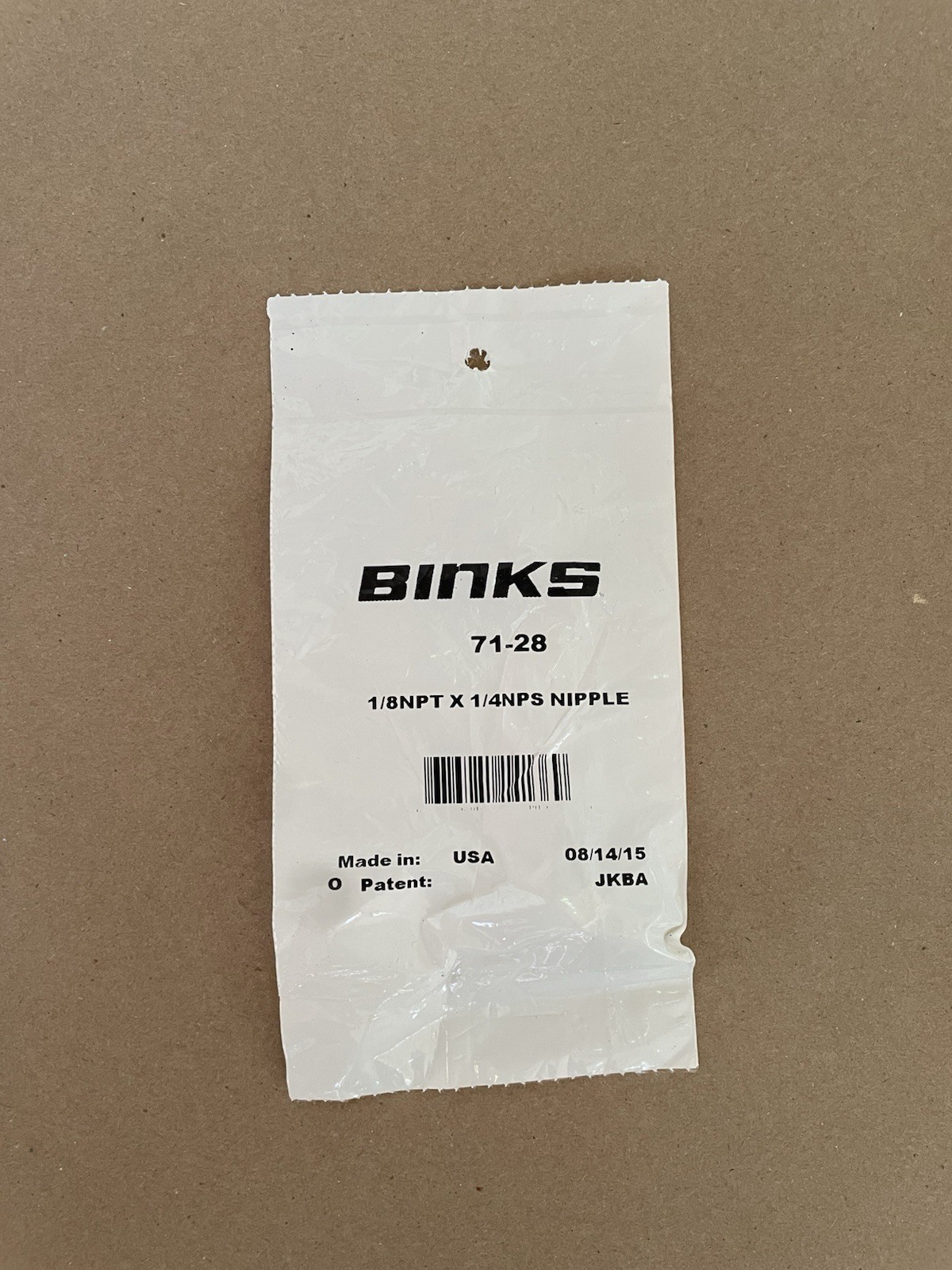 BINKS 71-28. Nipple Fitting 1/8 NPT x 1/4 NPS. SG2 Plus