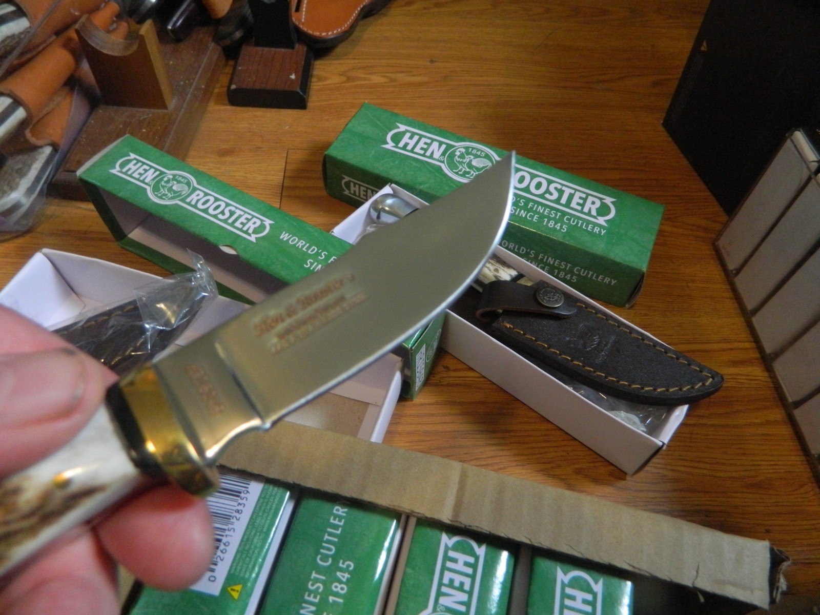 HEN & ROOSTER Fixed Blade KNIFE Stag Handle w/ Original Leather Sheath HR-5048