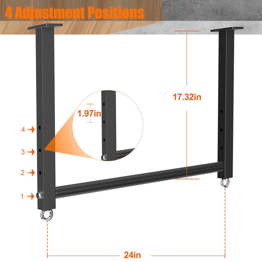 Ceiling Mounted Pull Up Bar, 700 LBS Heavy Duty 4 Adjustable Pull Up Bar, 24"...
