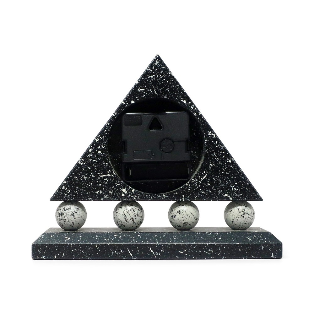 1980s Triangular Black Splatter Paint Desk Clock