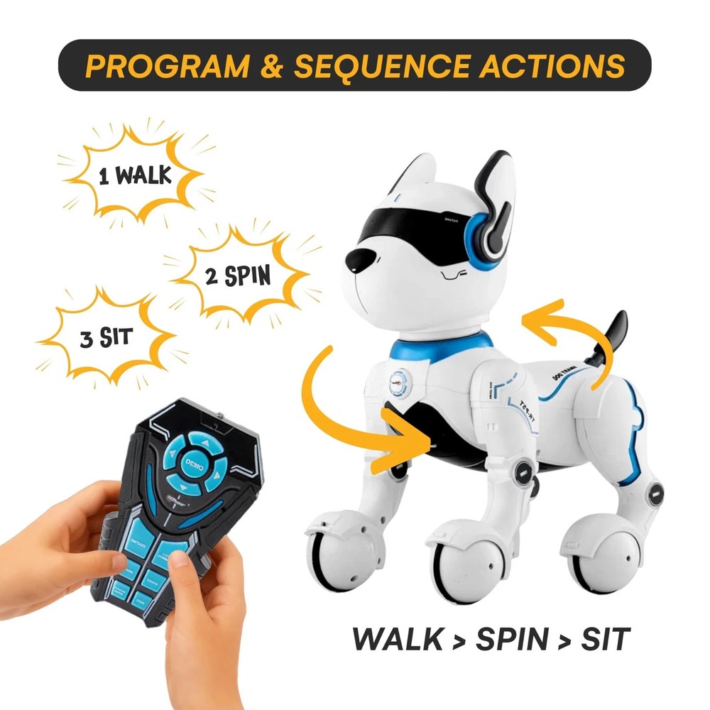 Interactive Programable Smart Robot Dog Rechargeable Voice Guard Mode Imitation