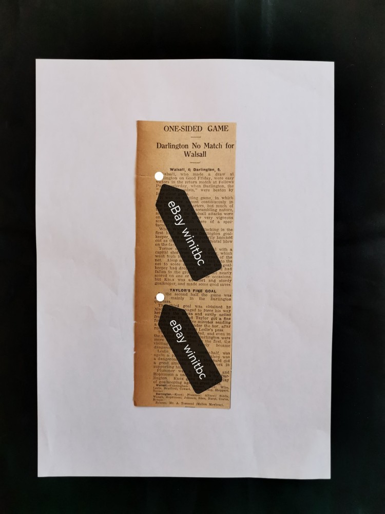 1933 ORIGINAL WALSALL v DARLINGTON