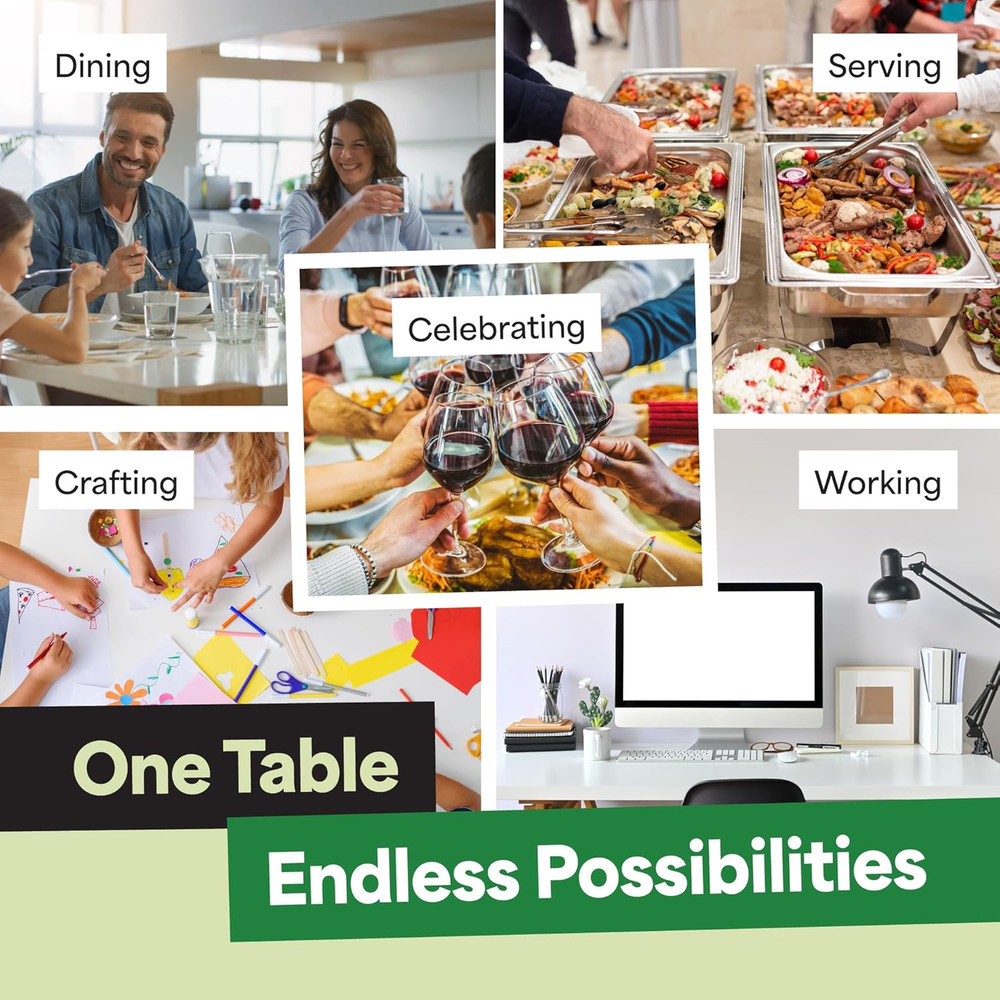 White 6Ft Folding Table with Handle | Heavy-Duty Foldable Table | Portable Table