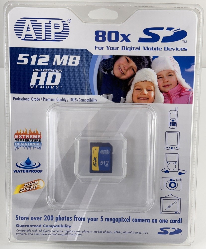 ATP 512 MB HD Memory SD Card, New