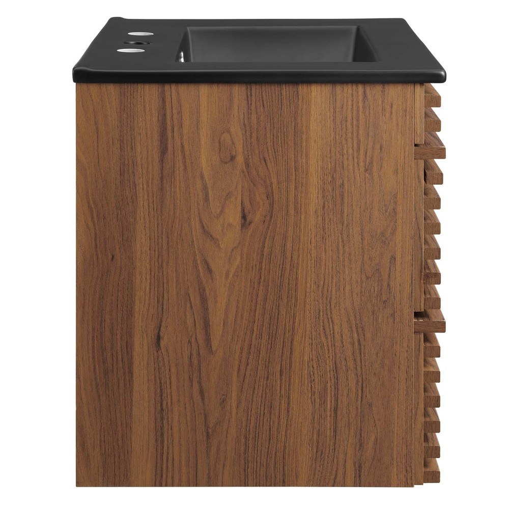 Modway Render 24" Wall-Mount Bathroom Vanity in Walnut Black