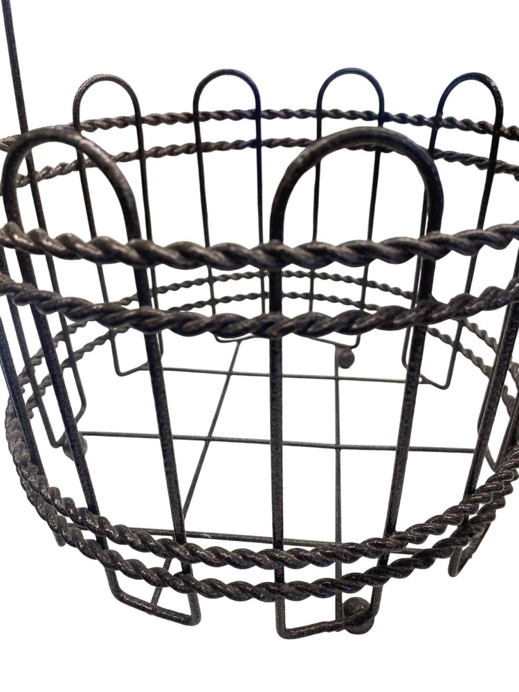 Rustic Twisted Metal Wire Basket With Handle For Storage Or Decor