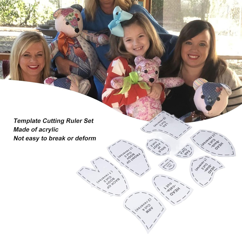Fockety 10 Pcs Memory Bear Sewing Patterns Template, Memory Bear Acrylic Templat