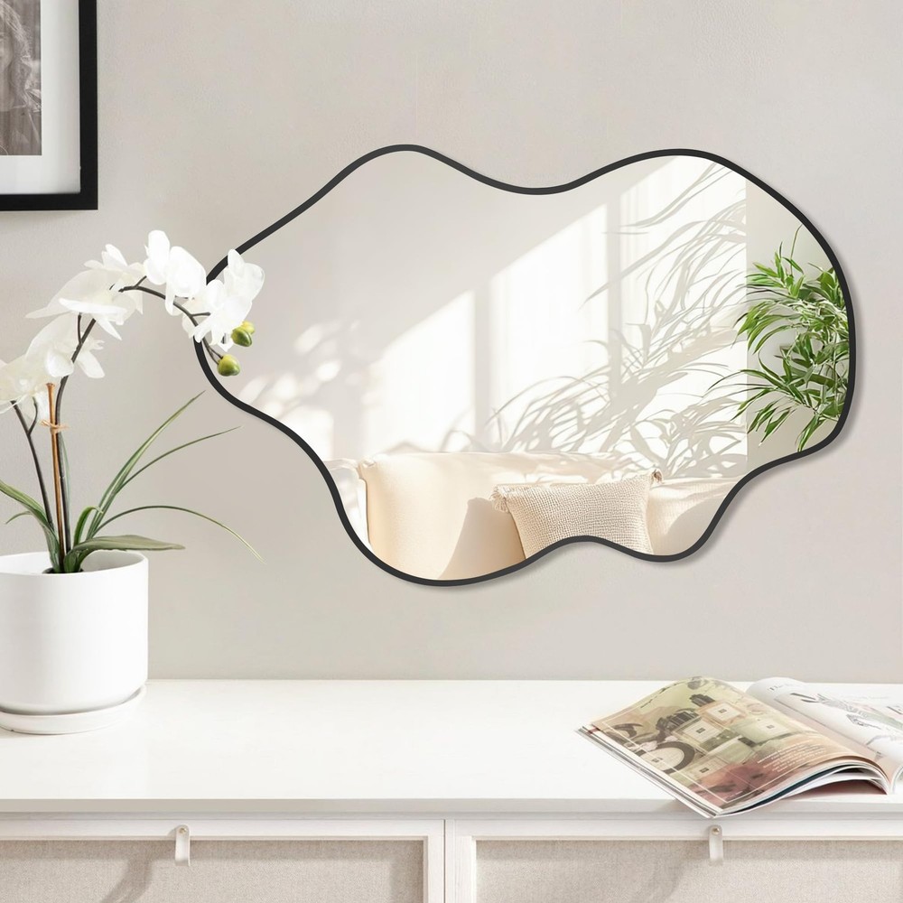 Black Clouds Irregular Wall Mirrors 24''x36'', Clouds Decorative Modern Mirro...
