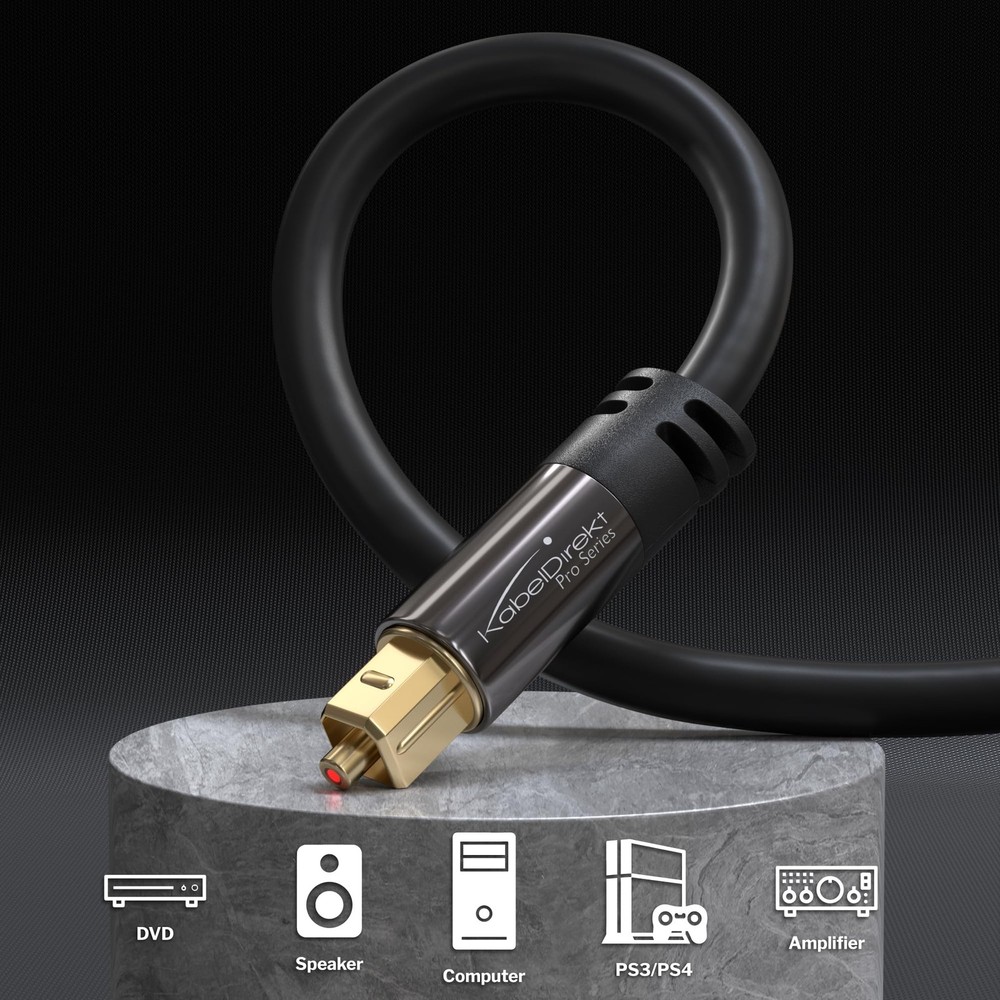 Optical Audio Cable â€“ 3ft â€“ Designed in Germany â€“ Digital Optical Audio...