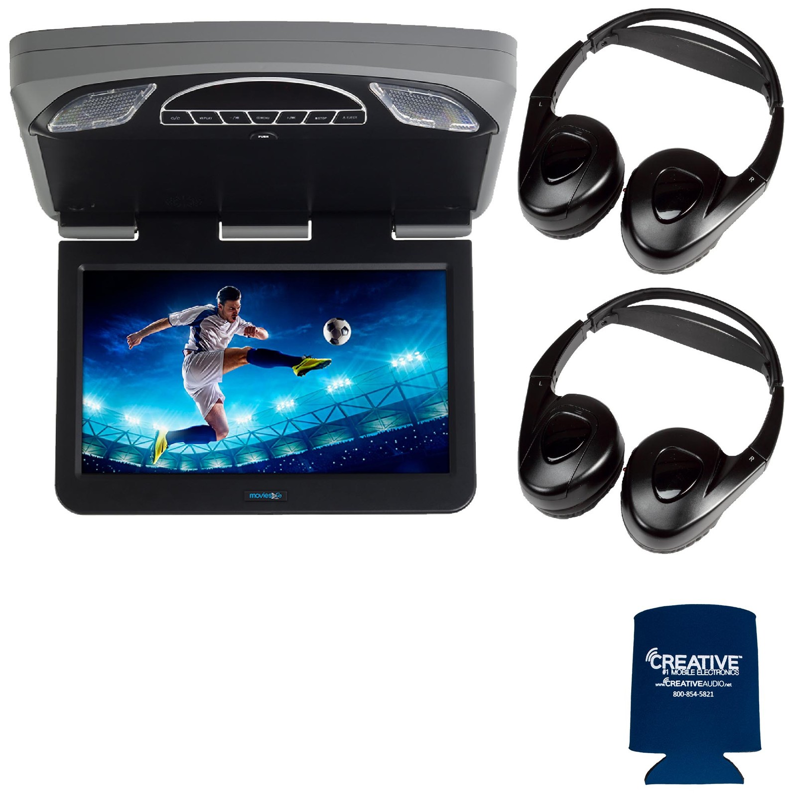 Audiovox Overhead Mobile Video MTGBAVX13 13.3" DVD and HDMI 2 pair of headphones