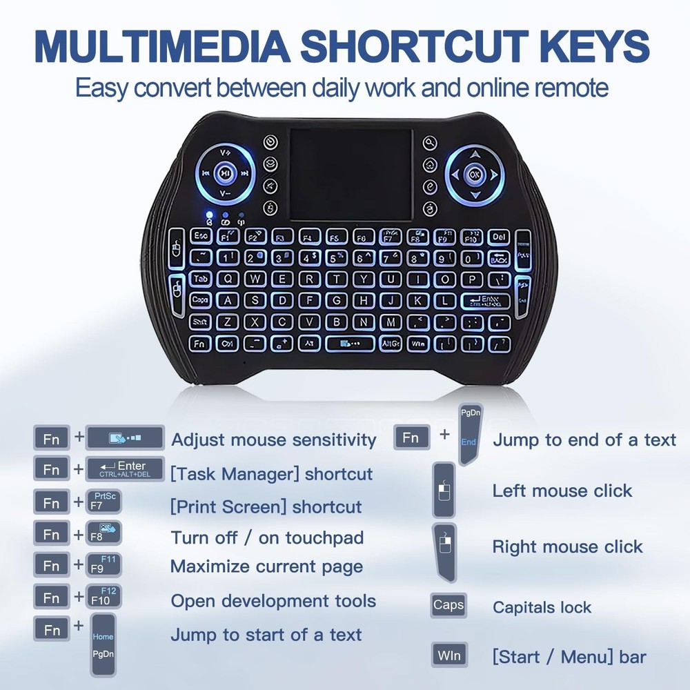 Mini Wireless Keyboard Touchpad Remote for Smart TV PC