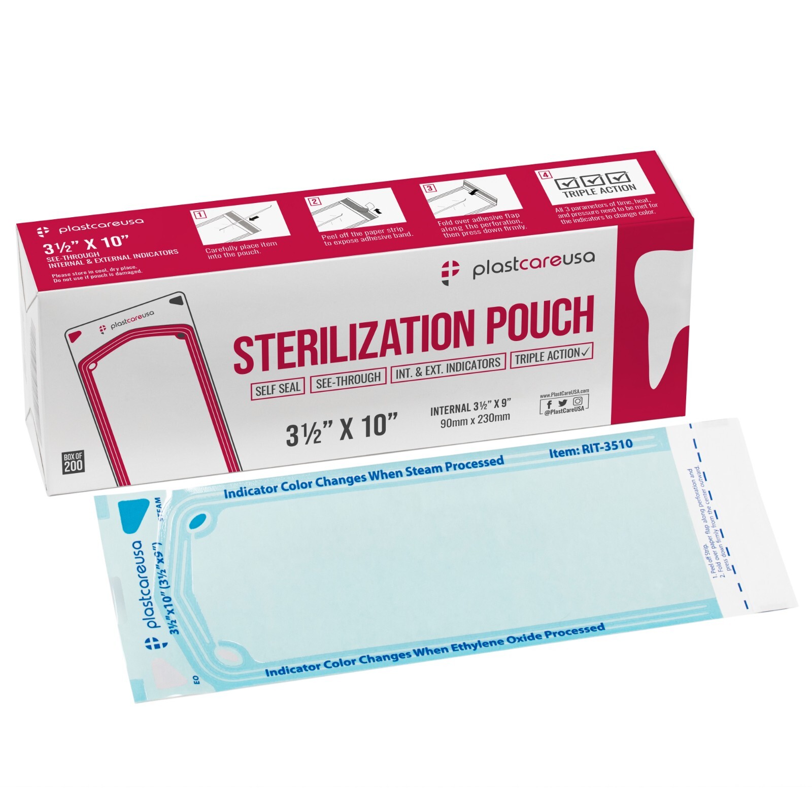 1000 3.5" x 10" Dental Sterilization Pouches Sterilizer Autoclave Bags Tool Nail