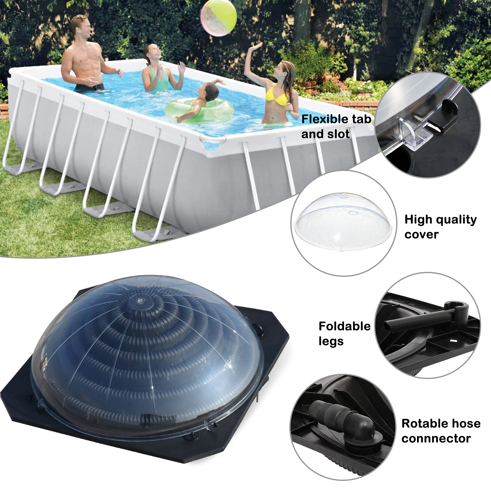 Solar Pool Heater for Above Ground Inground Pool Warmers Equipment for Outdoor