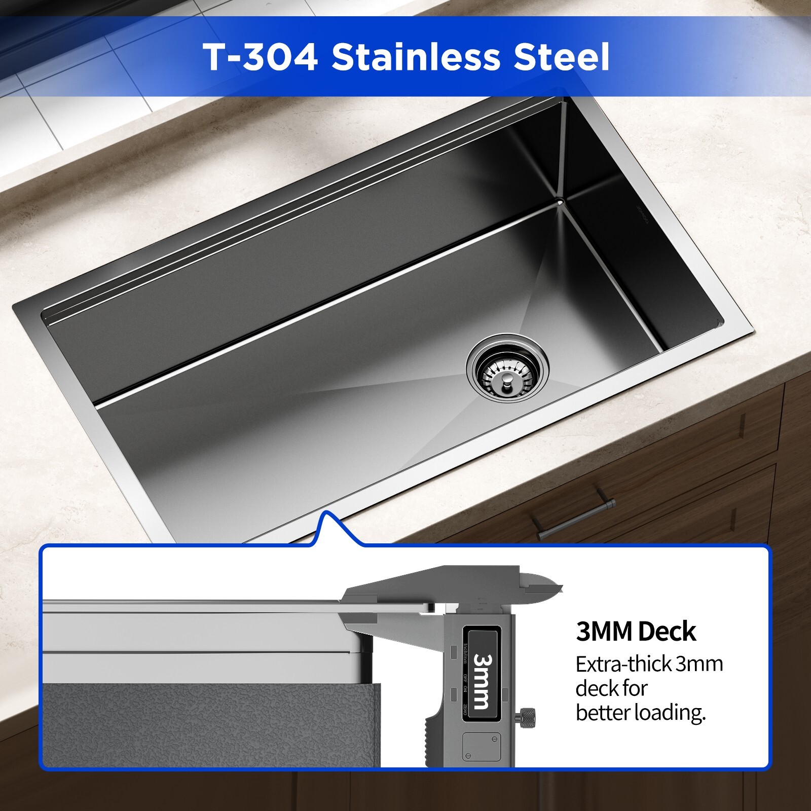 JOMOO 32" Nano Coated Kitchen Sink Stainless Steel Single Bowl Undermount
