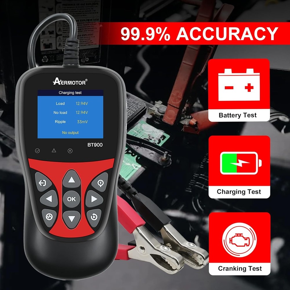 AERMOTOR Car Battery Tester 6V-12V Load Tester Charging System Analyzer