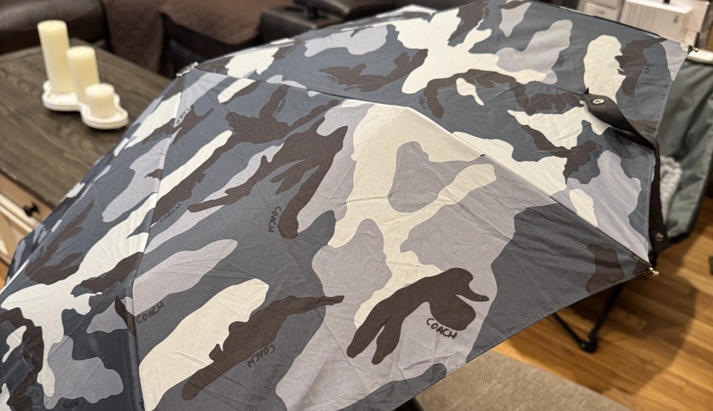Coach Blue Camouflage Compact Umbrella