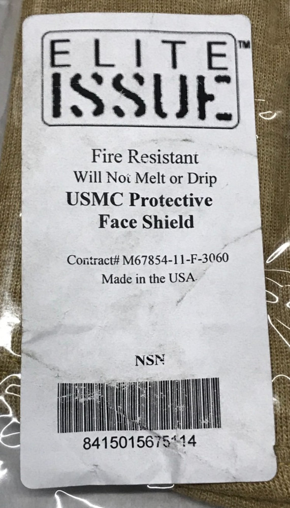 USMC FROG Balaclava Protective Face Shield Fire Resistant Tan OSFM Medium Weight