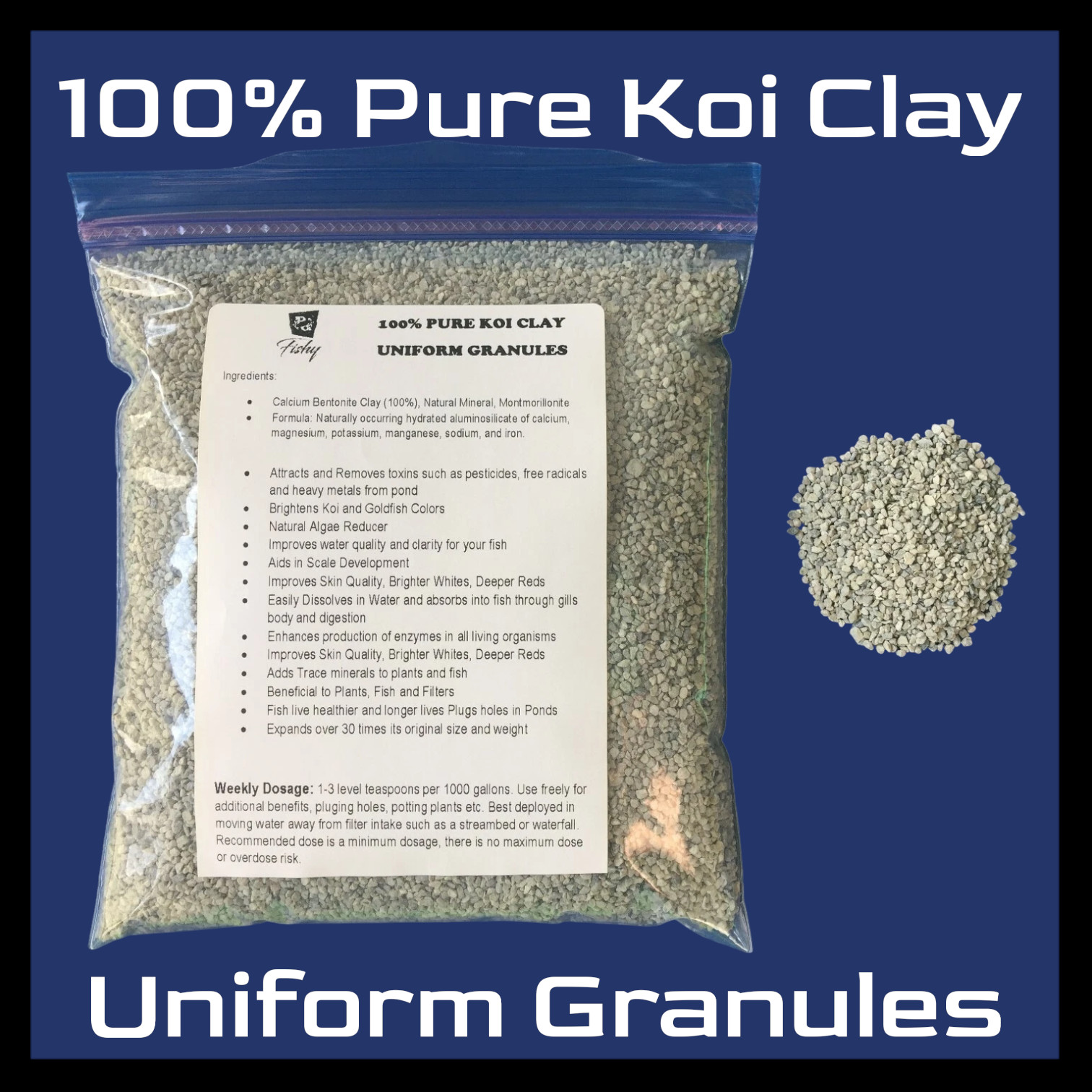100% Pure KOI CLAY CALCIUM BENTONITE for KOI and GOLDFISH Ponds BULK PRICE SAVE!