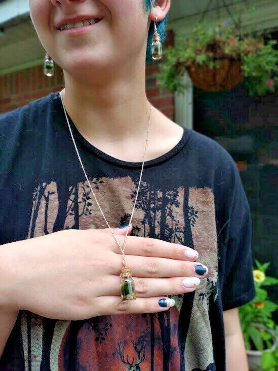 Marimo Terrarium Ear Rings