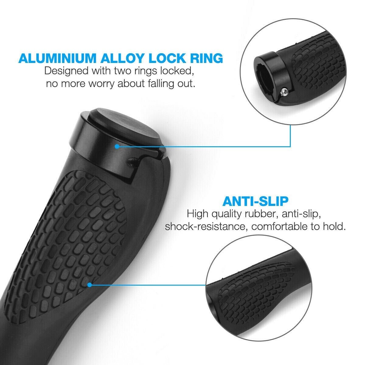 A Pair Handlebar Grips Ergonomic Bicycle Handle Grip ForE-Bike rubber Anti-slip