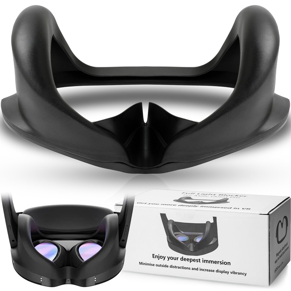 for Quest Pro Full Light Blocker,Silicone Facial Interface Magnetically Black