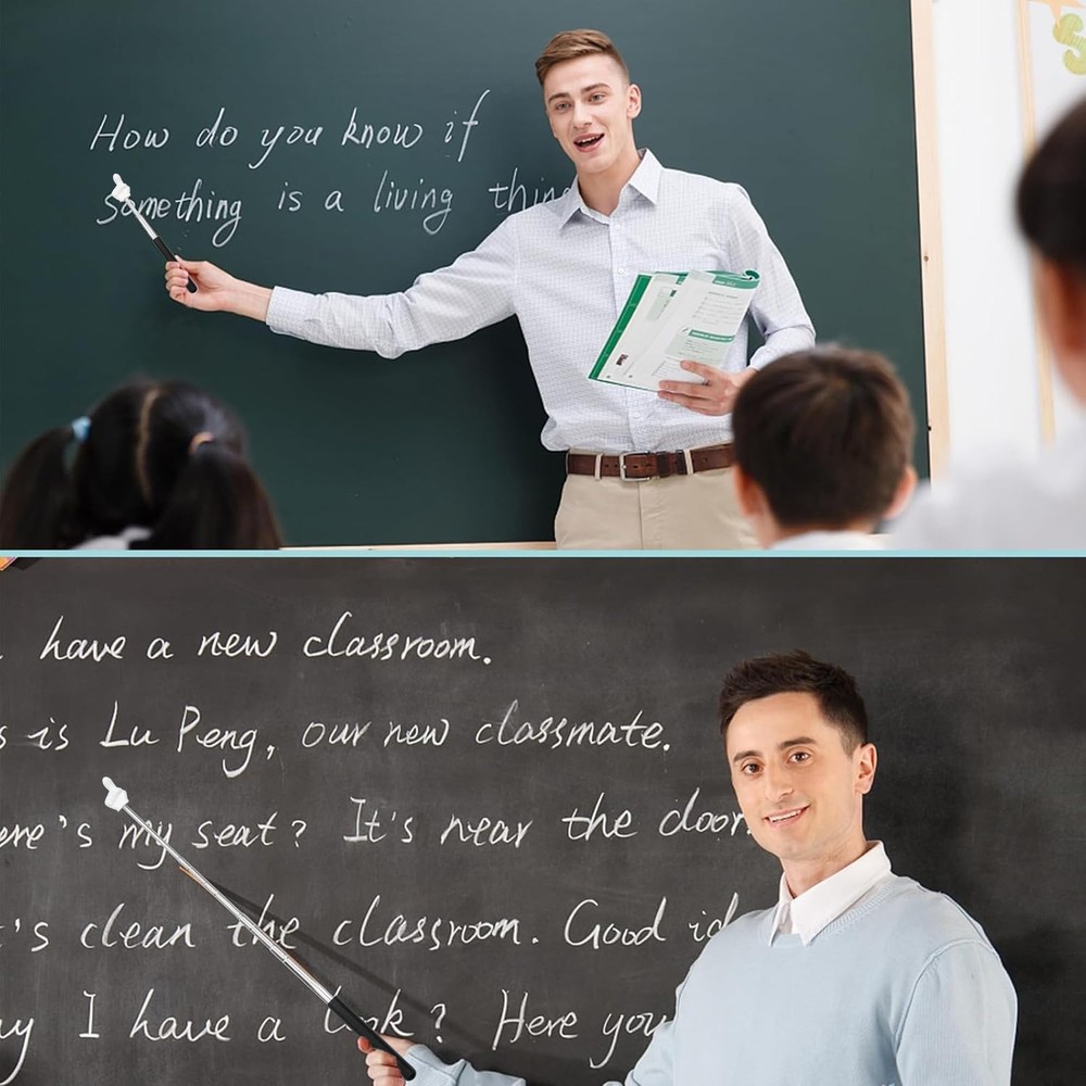 2Pcs Telescopic Teachers Pointer, Mini Pointer Finger Retractable, Black