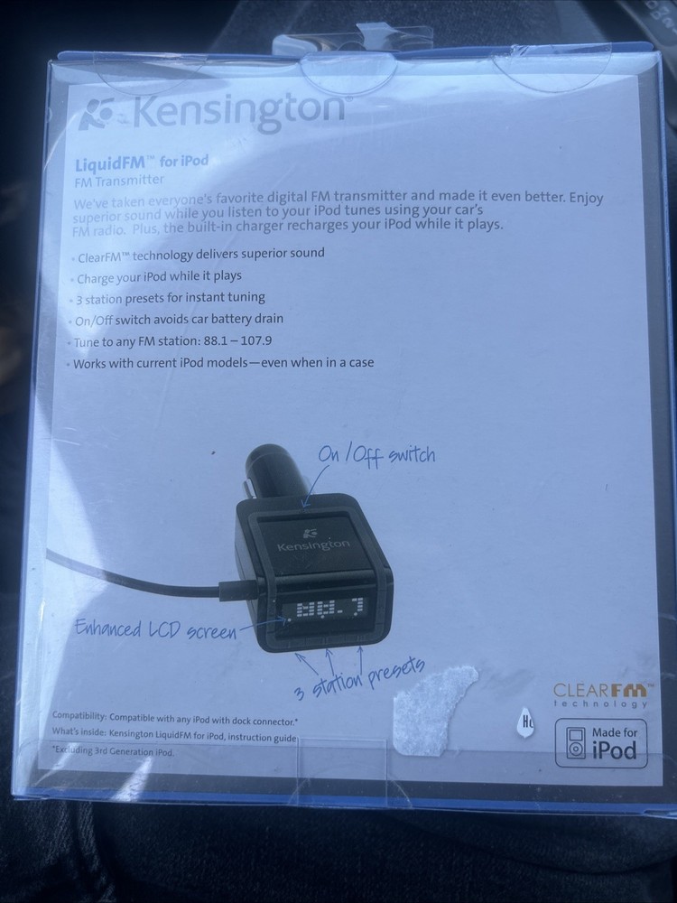 Kensington LiquidFM (FM Transmitter) for iPod Factory Sealed
