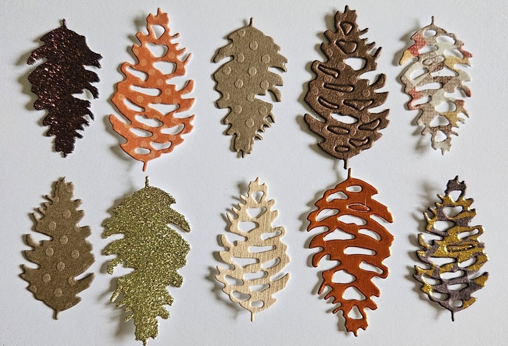10 Die Cut Pinecones in Fall Colors 1.5"