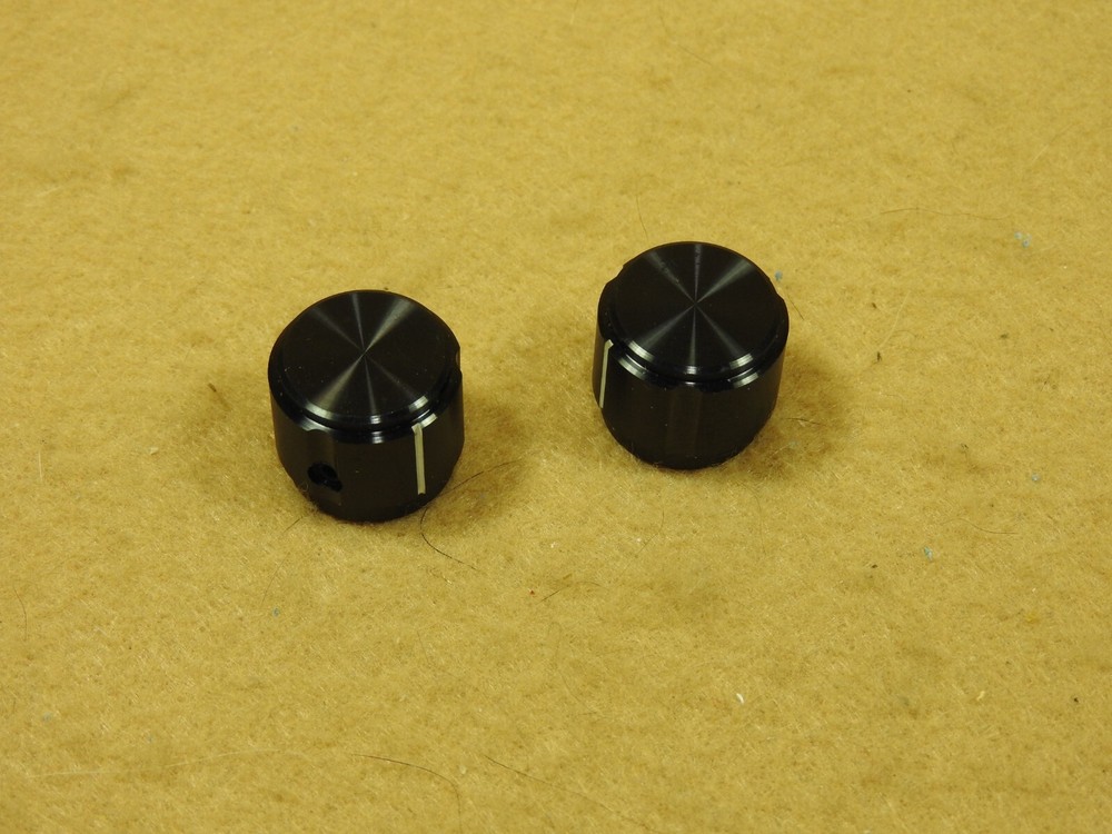 Lot of 2 Nice Aluminum Control Knobs, Black, 3/4" Diam, Black, Pointer - New