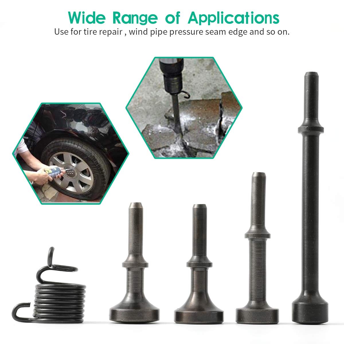 Anndason 5 Pcs Smoothing Pneumatic Air Hammer Chisel Bits Black