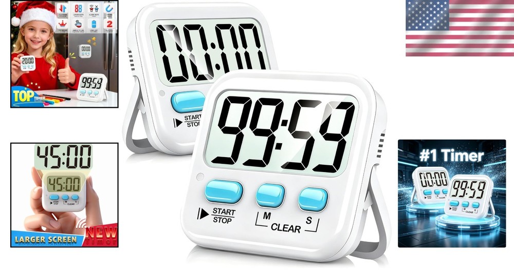 Dual Digital Countdown Timers - Perfect for Kitchen, Classroom & Exercise Use