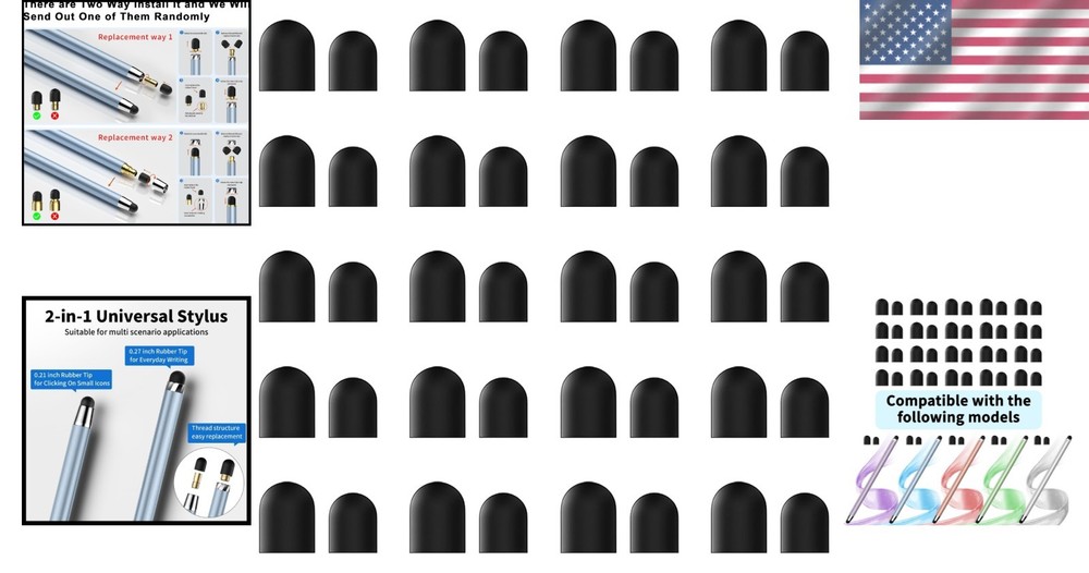 Durable 40PCS Replacement Stylus Tips - Universal Compatibility 0.27 & 0.21 Inch