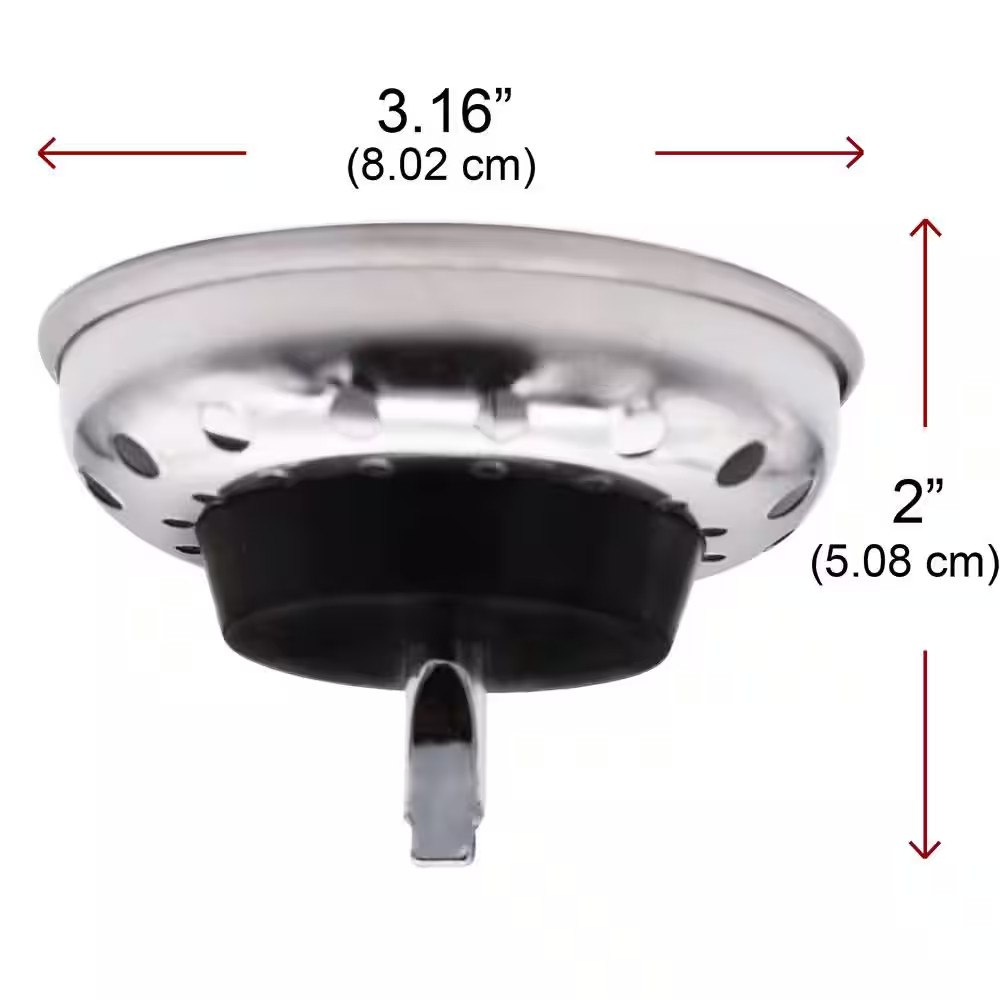 3-1/2 In. Standard Post Style Replacement Kitchen Sink Basket Strainer, Matte Bl