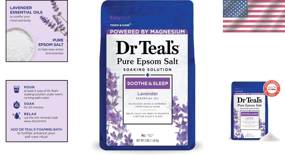 Epsom Salt Soaking Solution 48oz - Soothe & Sleep with Lavender Essence