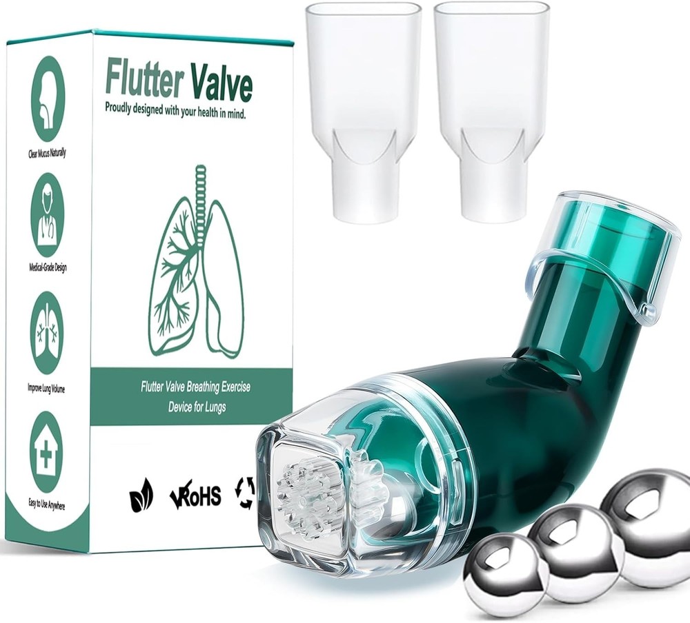 Flutter Valve Breathing Exercise Device for Lungs, Mucus Removal & Lung Stren...