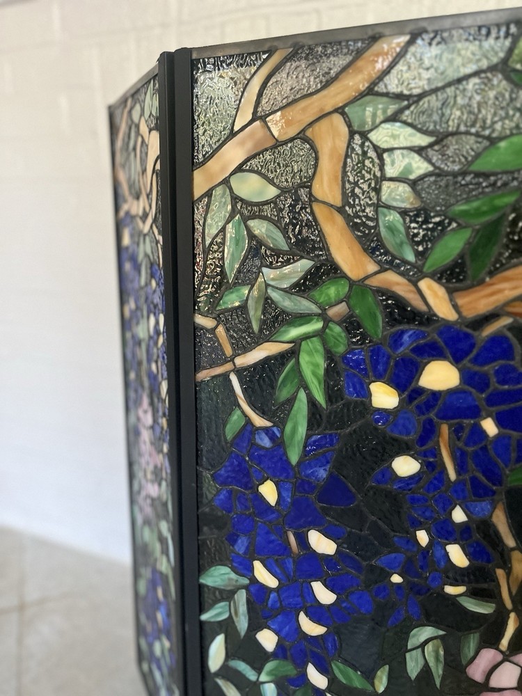 Stained Glass Hand Painted 3 Panel Fireplace Screen