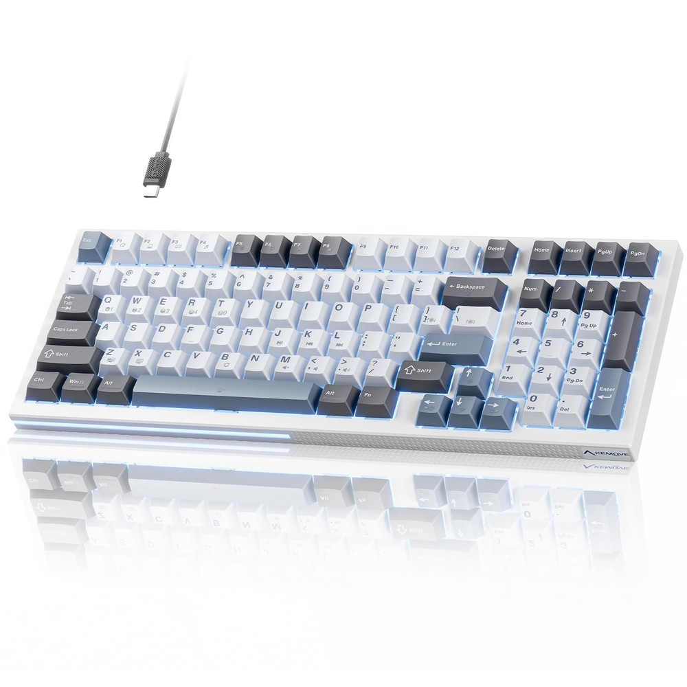 KEMOVE K98SE Mechanical Gaming Keyboard, 98 Keys LED Backlit Programmable, 96...