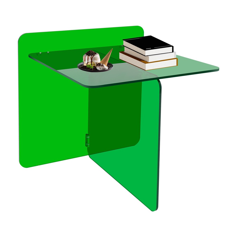 Acrylic Side Table, End Table, Free Standing Green Modern Bedside Table