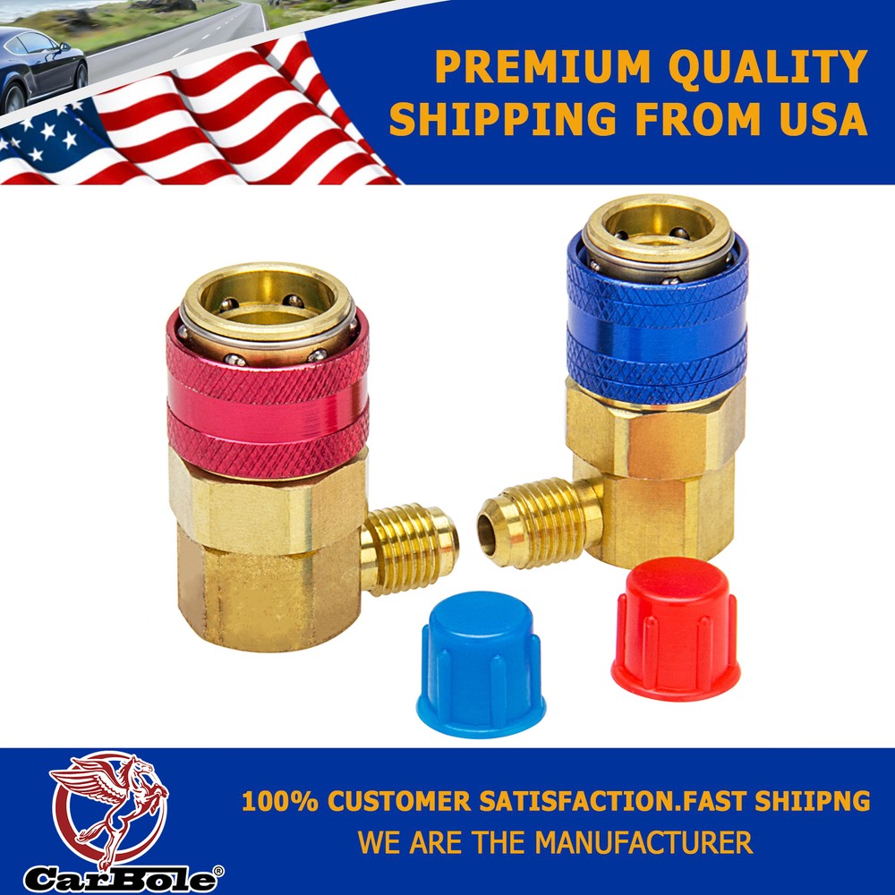 2pcs A/C Manifold Gauge Conversion Kit  High/Low Angle Quick Adapte