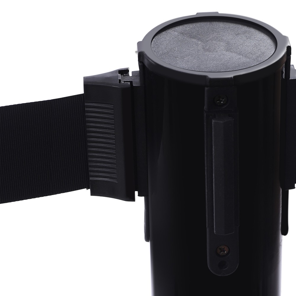 4pcs Stanchion Post Crowd Control 2 Retractable Belts, With Rubber Ring Base