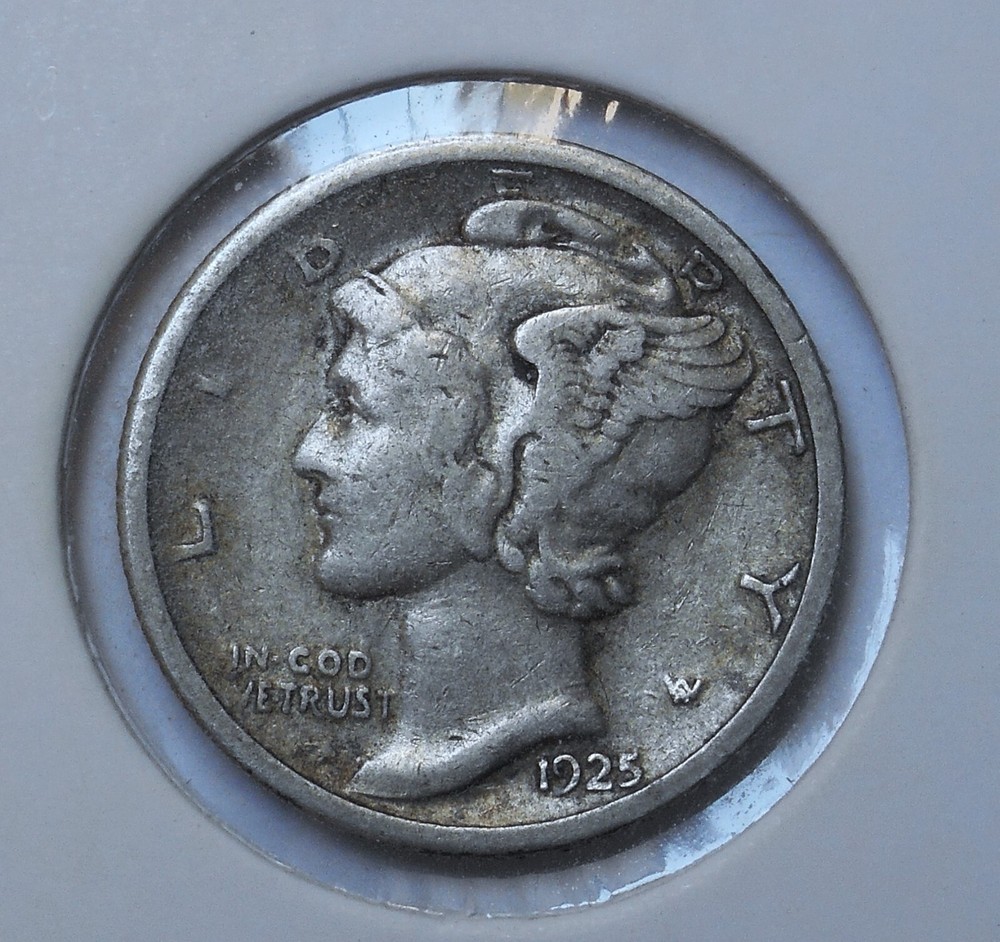 1925-s . Mercury Dime  .  VF+  .  Very Fine+ . Original . VF+