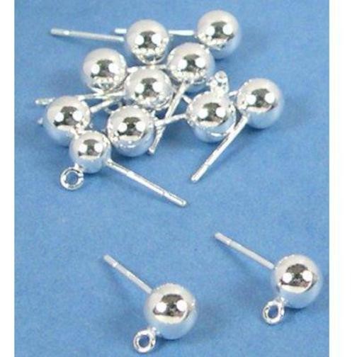 12 Sterling Silver Ball Stud Earrings 6mm